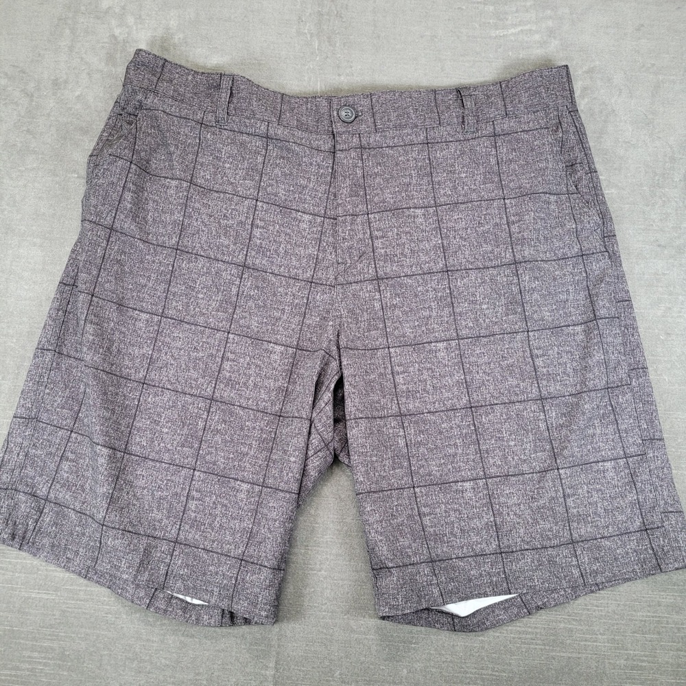 OP Ocean Pacific Mens Grey Windowpane Plaid OPFLEX 4-Way Stretch Shorts Size 42